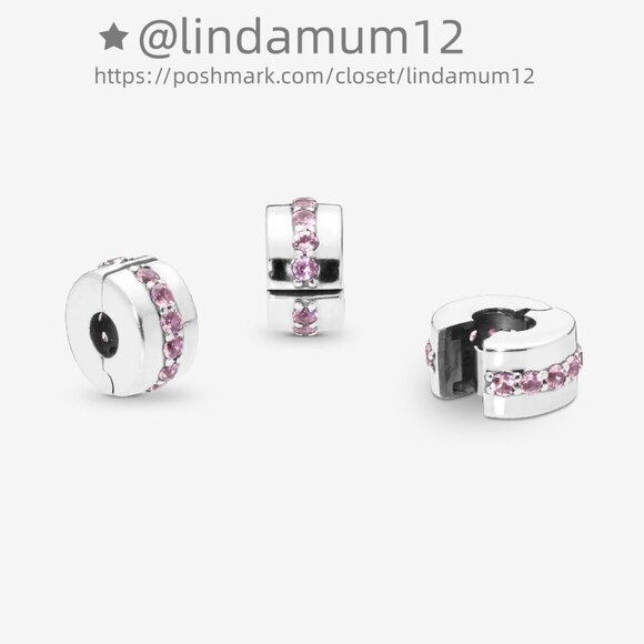 Pandora Pink Sparkling Row Clip Charm - Picture 4 of 7